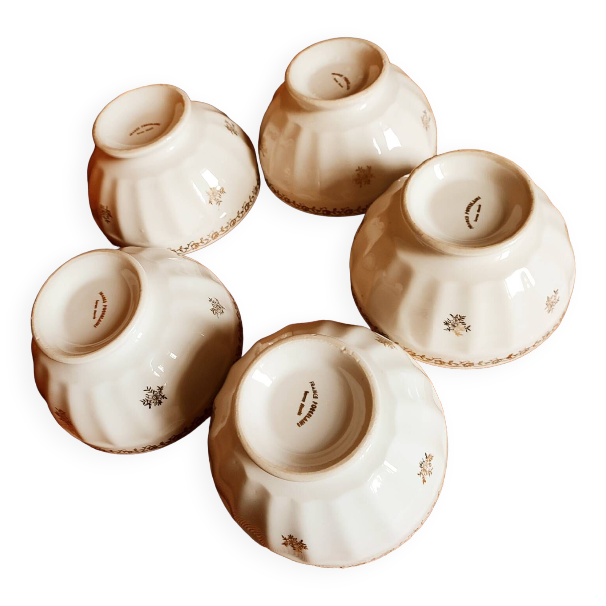 5 old porcelain bowls