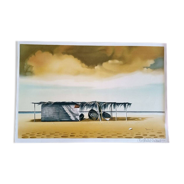Michèle Battut (1946) - Tirage d'art - signé - 37 x 58 cm - barque sur la plage