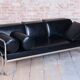 Sofa Bauhaus en acier chromé et cuir, tchèque, années 1930