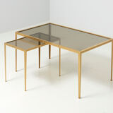 Set of Two Side Tables with a Brass Frame - 1960's