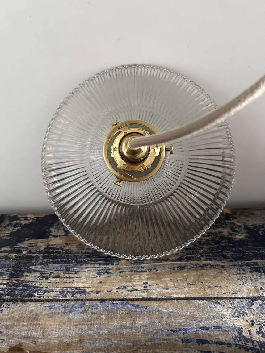 Vintage holophane glass pendant light