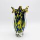 Vase Josef Hospodka Chřibská Macchia Blue Yellow Bohemian Glass 60s