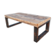 Table basse industrielle avec plateau bois et piètements métal