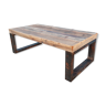Industrial coffee table with wooden top and metal legs