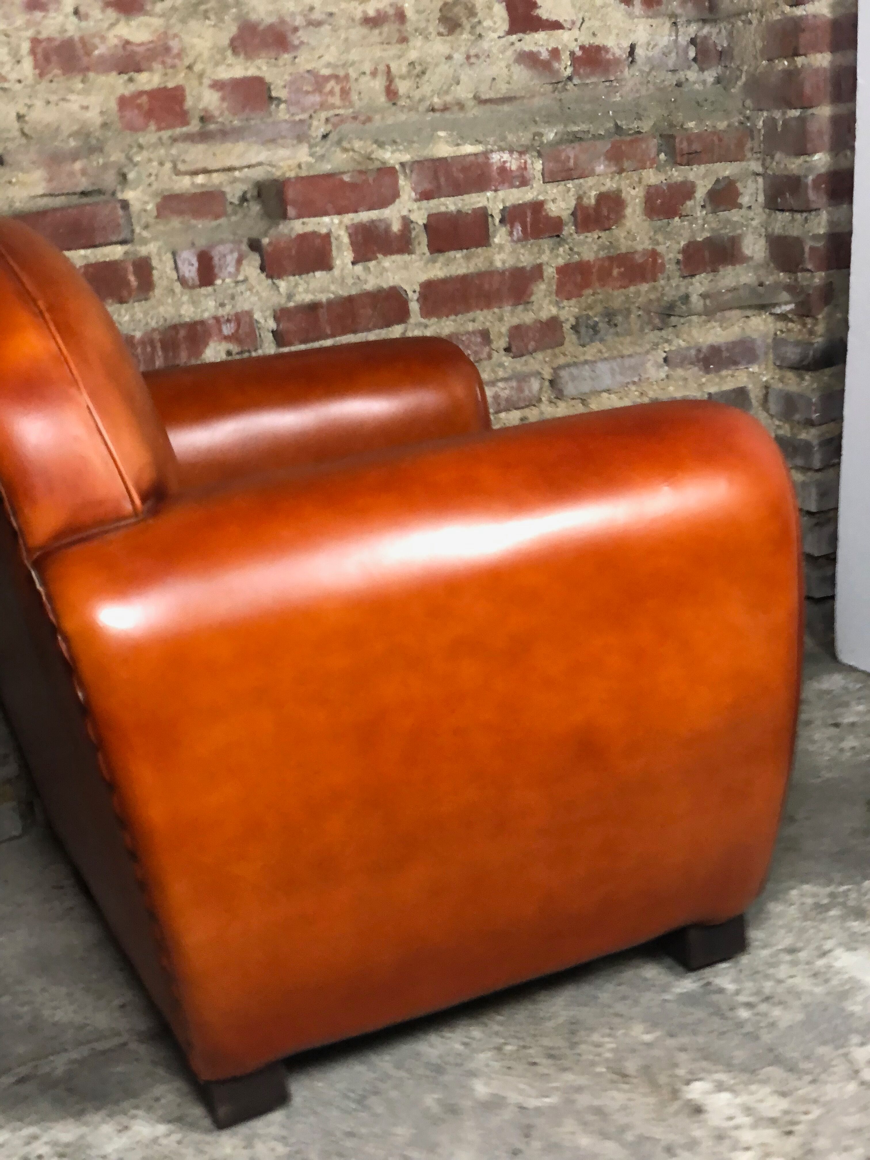 Vintage club armchair in camel leather