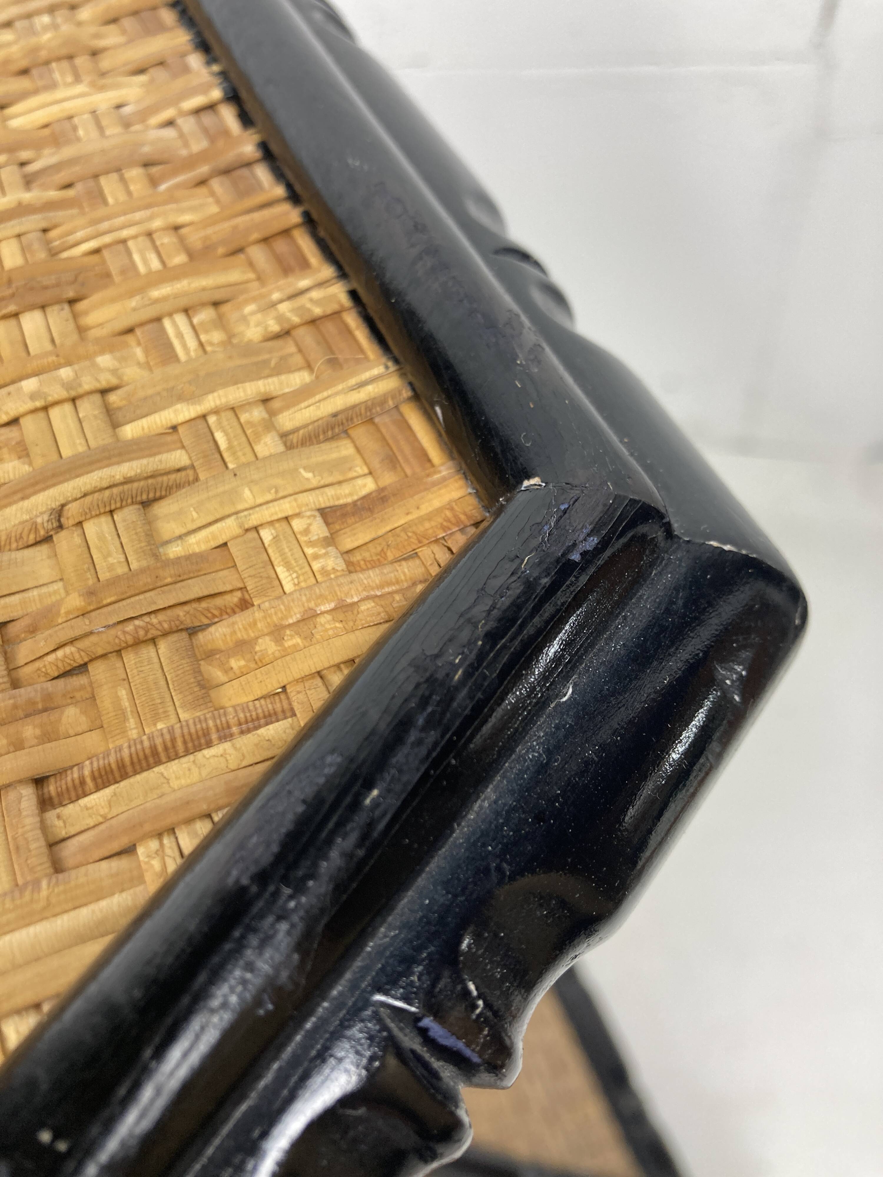 Coastal palm regency rattan bamboo side table or dining table base, France, 1970s