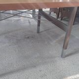 Dining table with extensions in walnut and mahogany and chrome around 1960