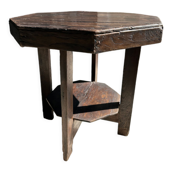 Table d'appoint octogonale piètement quadripode à entretoise de style moderniste