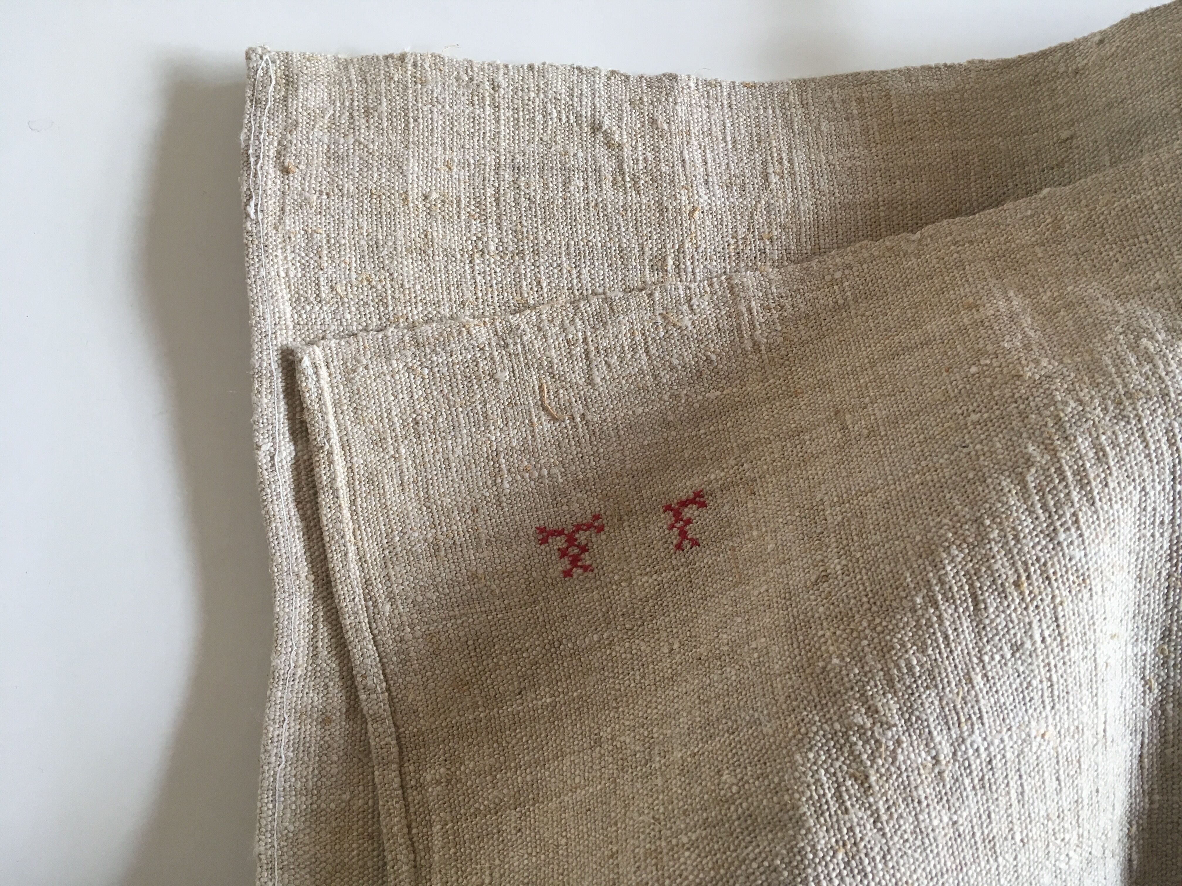 Raw hemp cloth table 19th L120cm