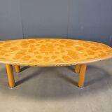 XXL dining table in burl and elm wood, 1980s