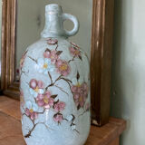 Signed ceramic bottle vase, cherry blossoms, 70s