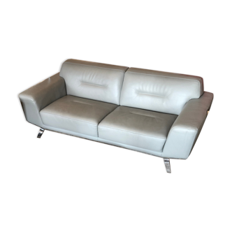 Leather sofa Roche Bobois pearl grey