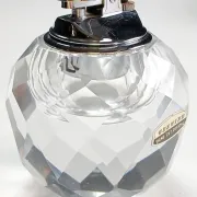 Table lighter/candle holder/faceted crystal paperweight handmade. 1960