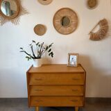 Vintage oak chest of drawers from the 1960s.