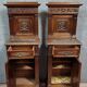Pair of Renaissance style bedside tables in carved walnut, 19th century
