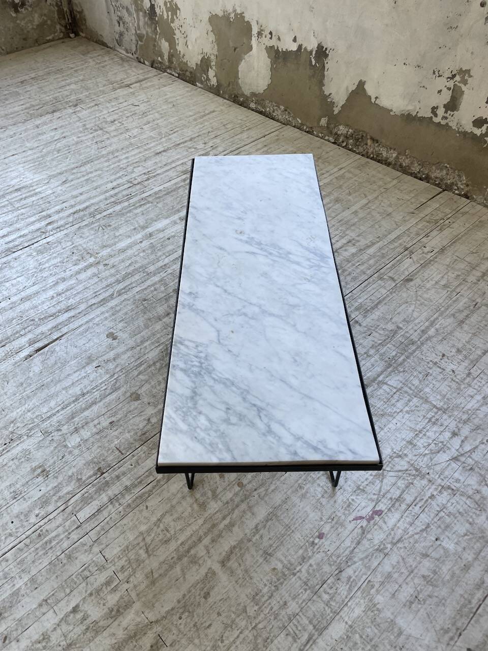 50s coffee table in metal and marble