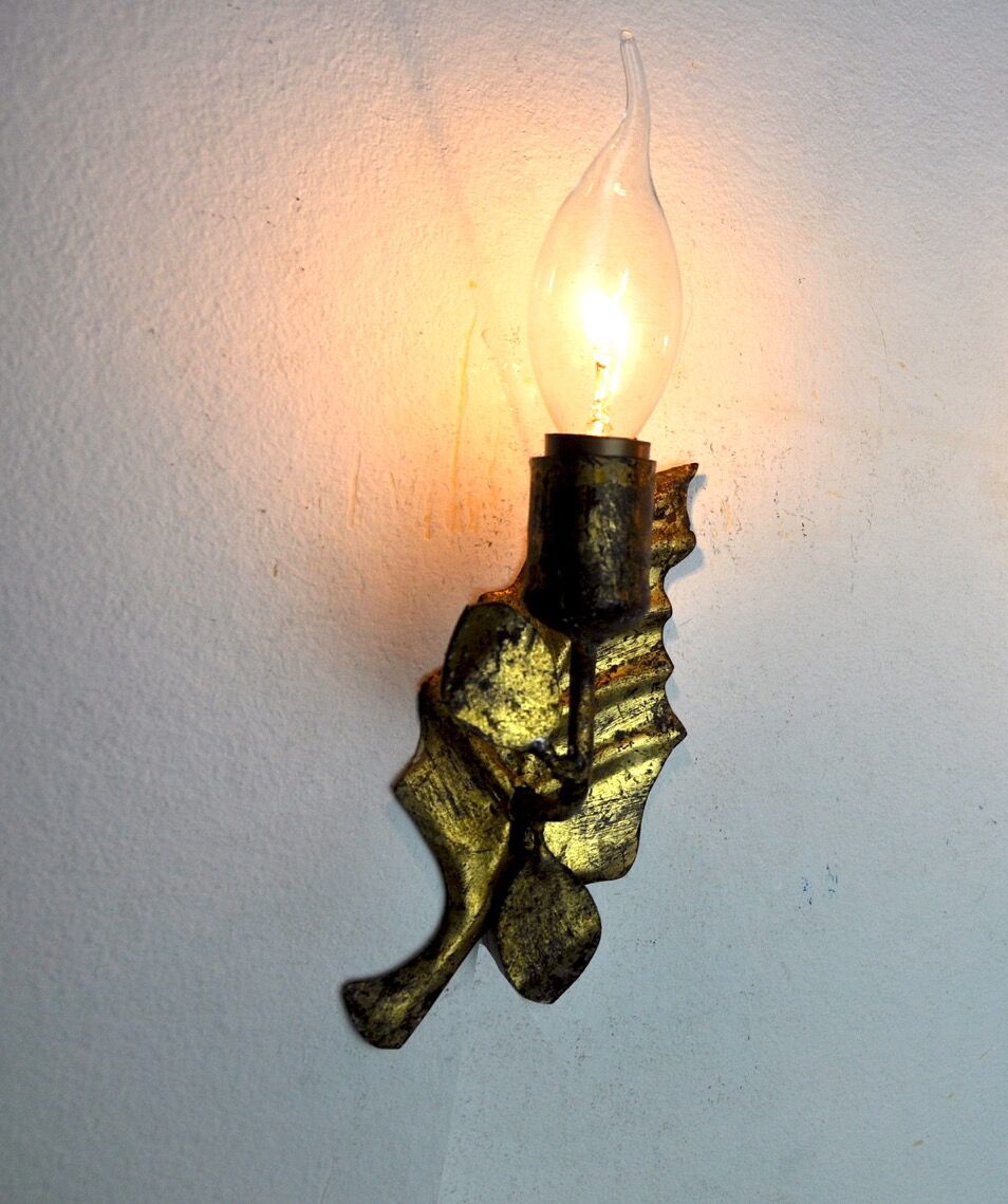 Pair of midcentury wall lamps "Leaves", Italy, 1970