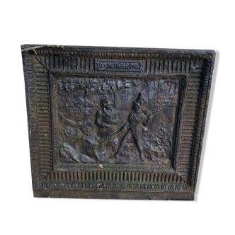 Fireplace plaque depicting a grognard and emperor napoleon