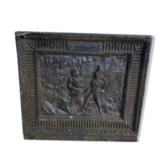Plaque de cheminée représentant un grognard et l'empereur napoléon