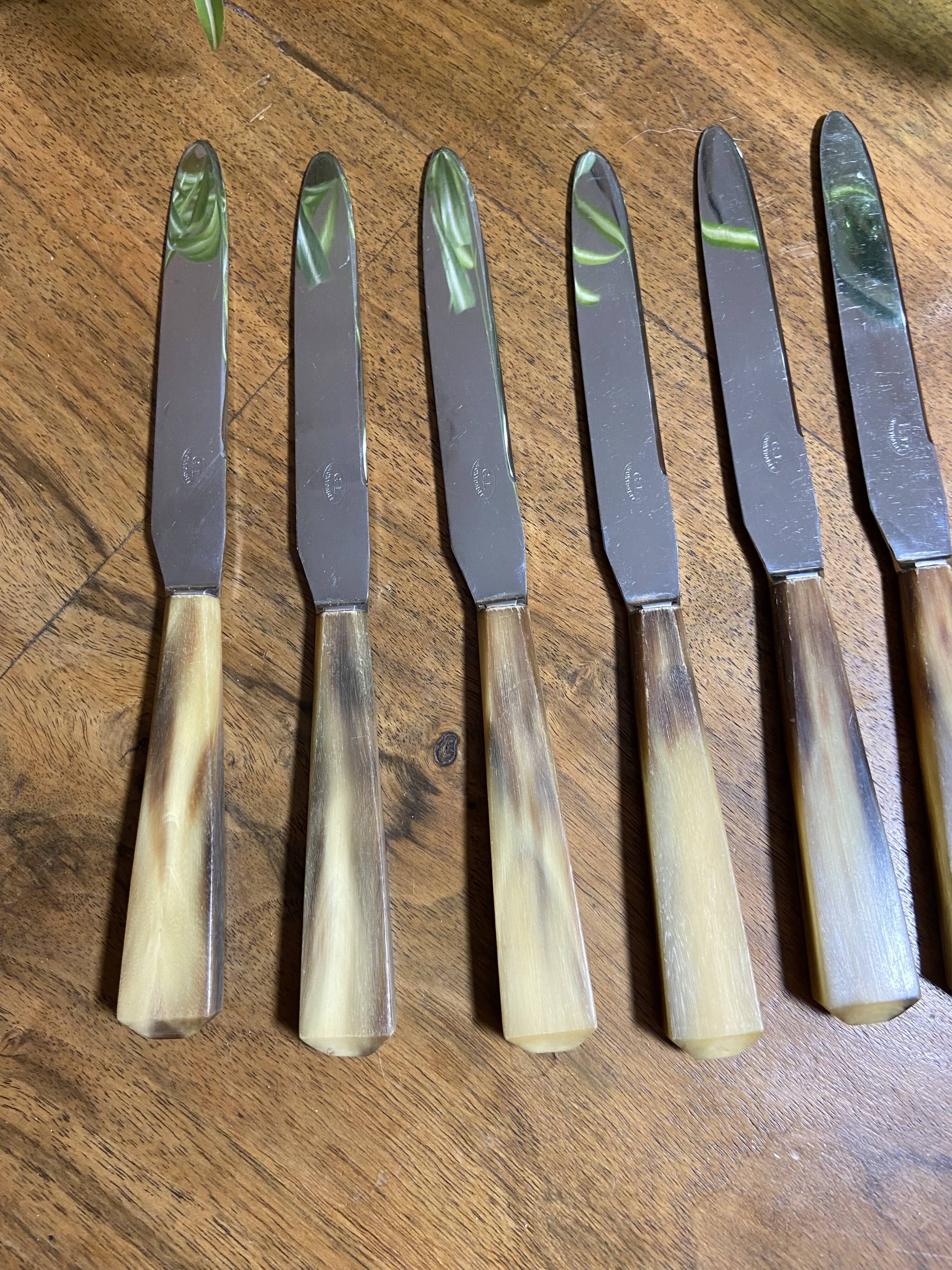 PRODUCT BHV - Set of 6 small vintage horn knives