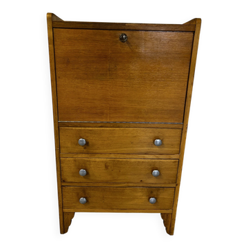 Vintage oak secretary – 1940s/1950s – 3 drawers