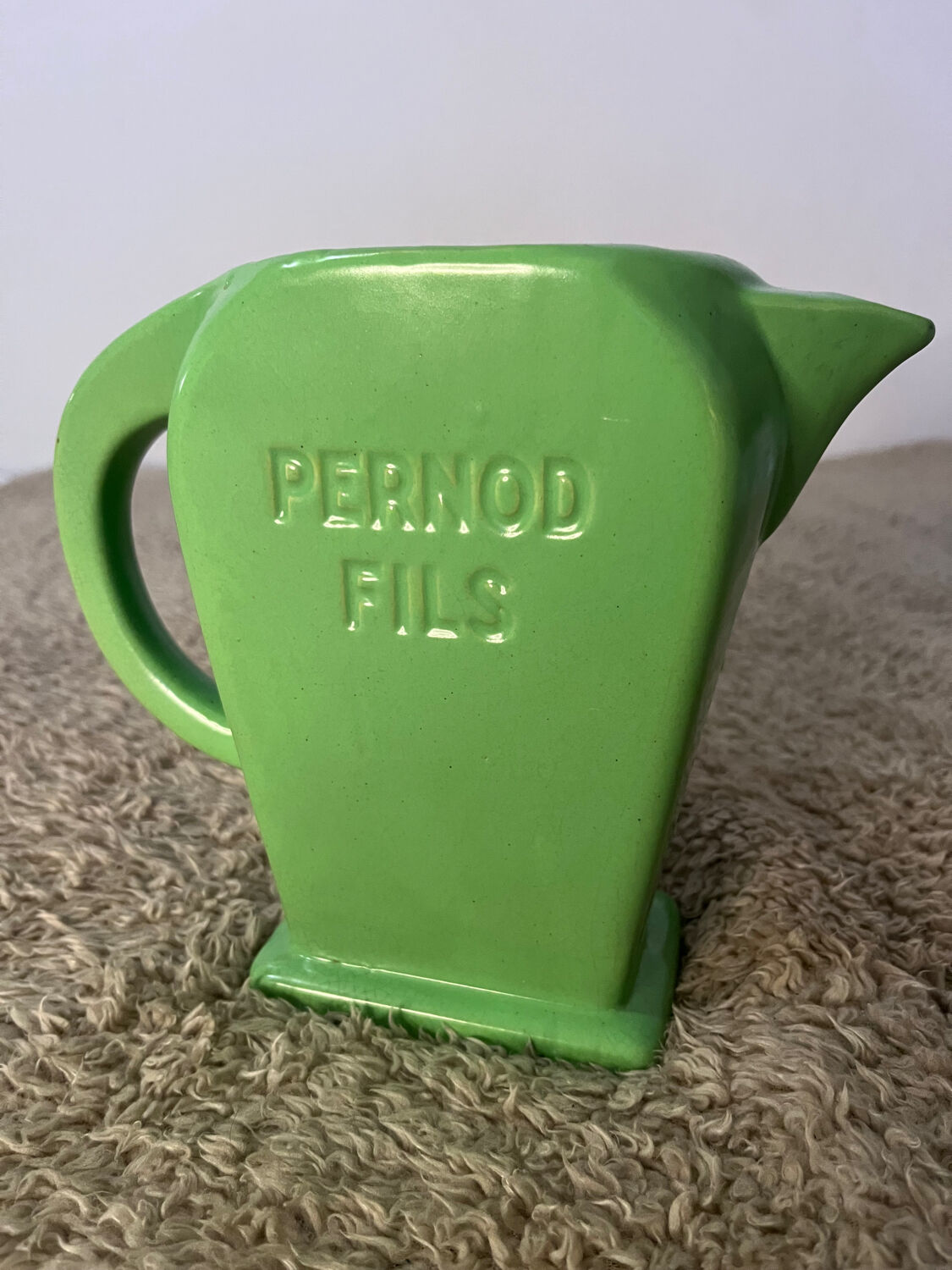 Carafe ceramic pitcher pernod green thread