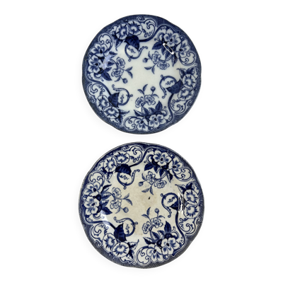 2 assiettes plates Creil et Montereau Flora en terre de fer