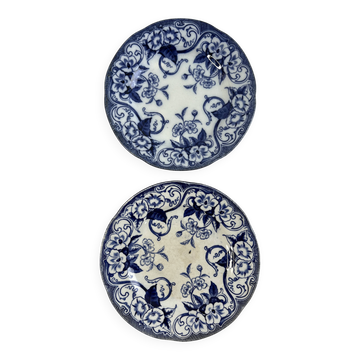 Iron Earth Creil and Montereau Flora set of 2 flat plates