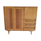Wood and rattan cabinet
