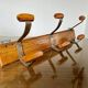 Scandinavian wall coat rack in wood and metal 6 hooks 60s 70s