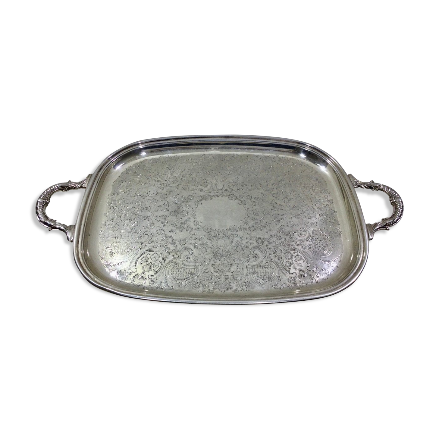 Silver metal handle tray