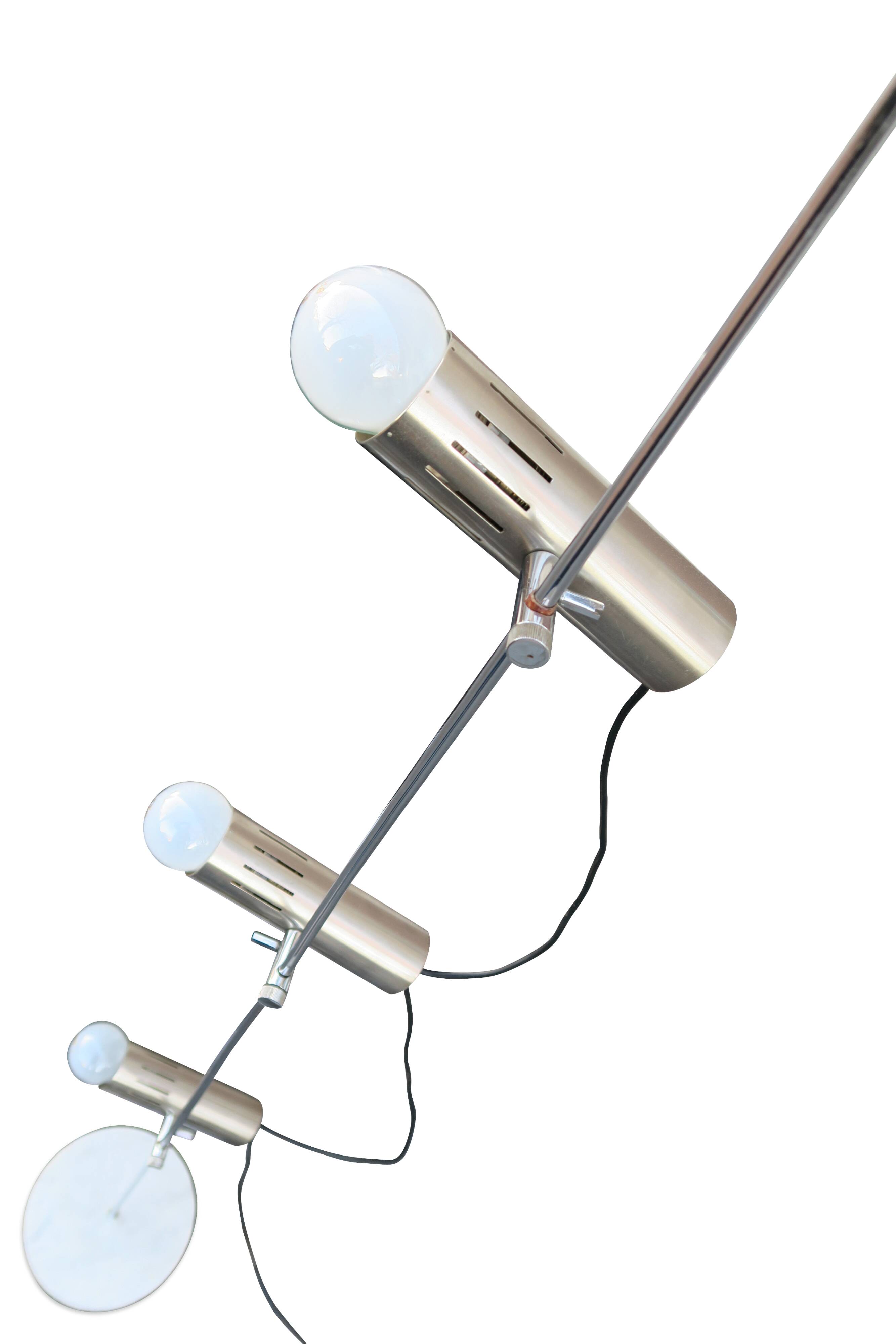 Lampadaire A14 de Alain Richard pour Disderot – 3 spots – base marbre