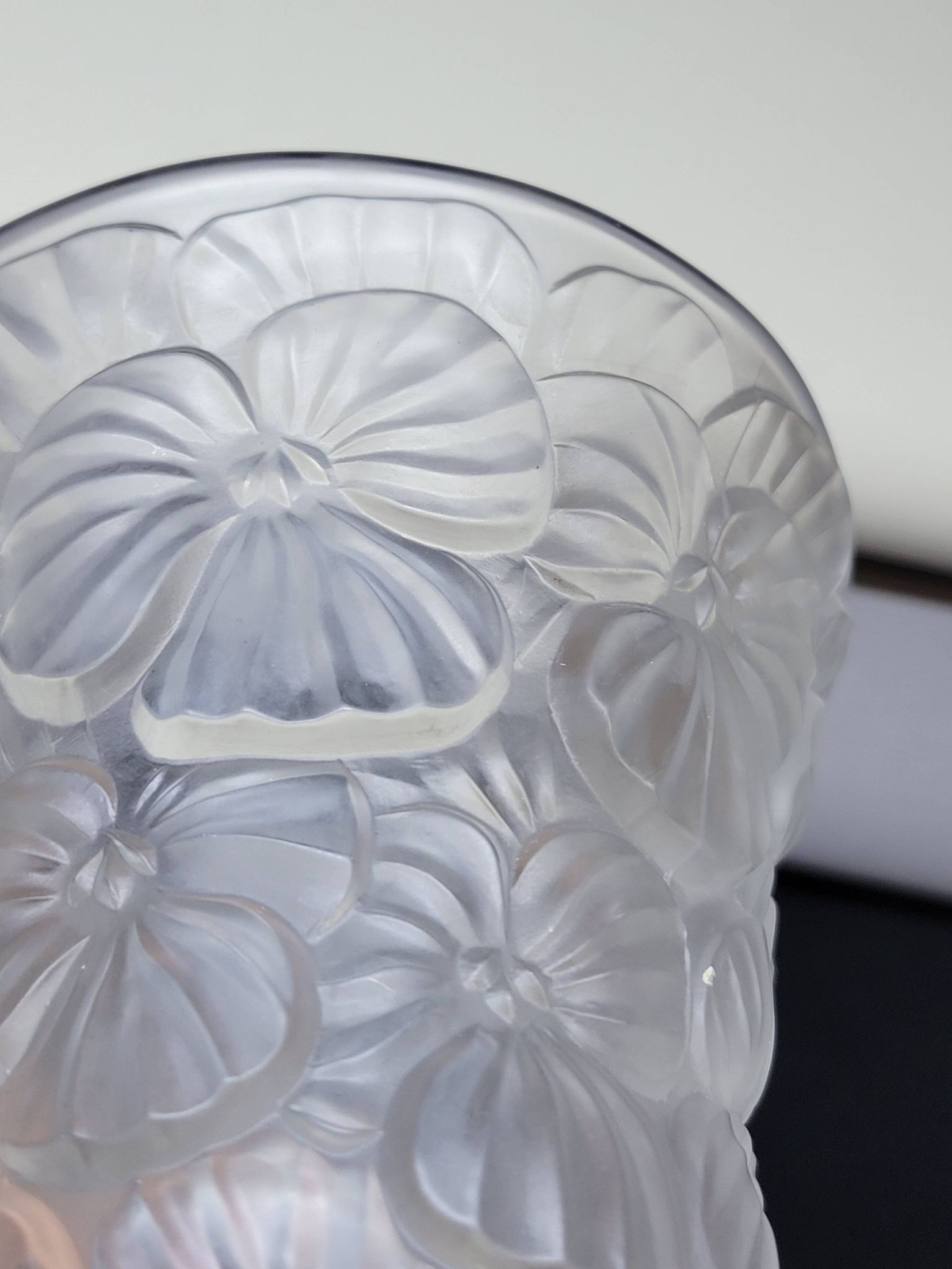 Josef Inwald Barolac Glassware Floral Vase Molded Pressed Frosted Art Glass