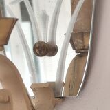 Single-light wall sconce in brass and metal with engraved mirror plate - 1950s