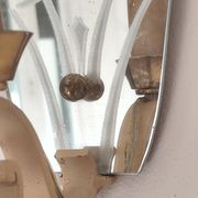 Single-light wall sconce in brass and metal with engraved mirror plate - 1950s