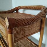 Double rattan bed and his pair of bedsides