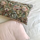 Pair of cushion covers, old tapestry and cotton gauze