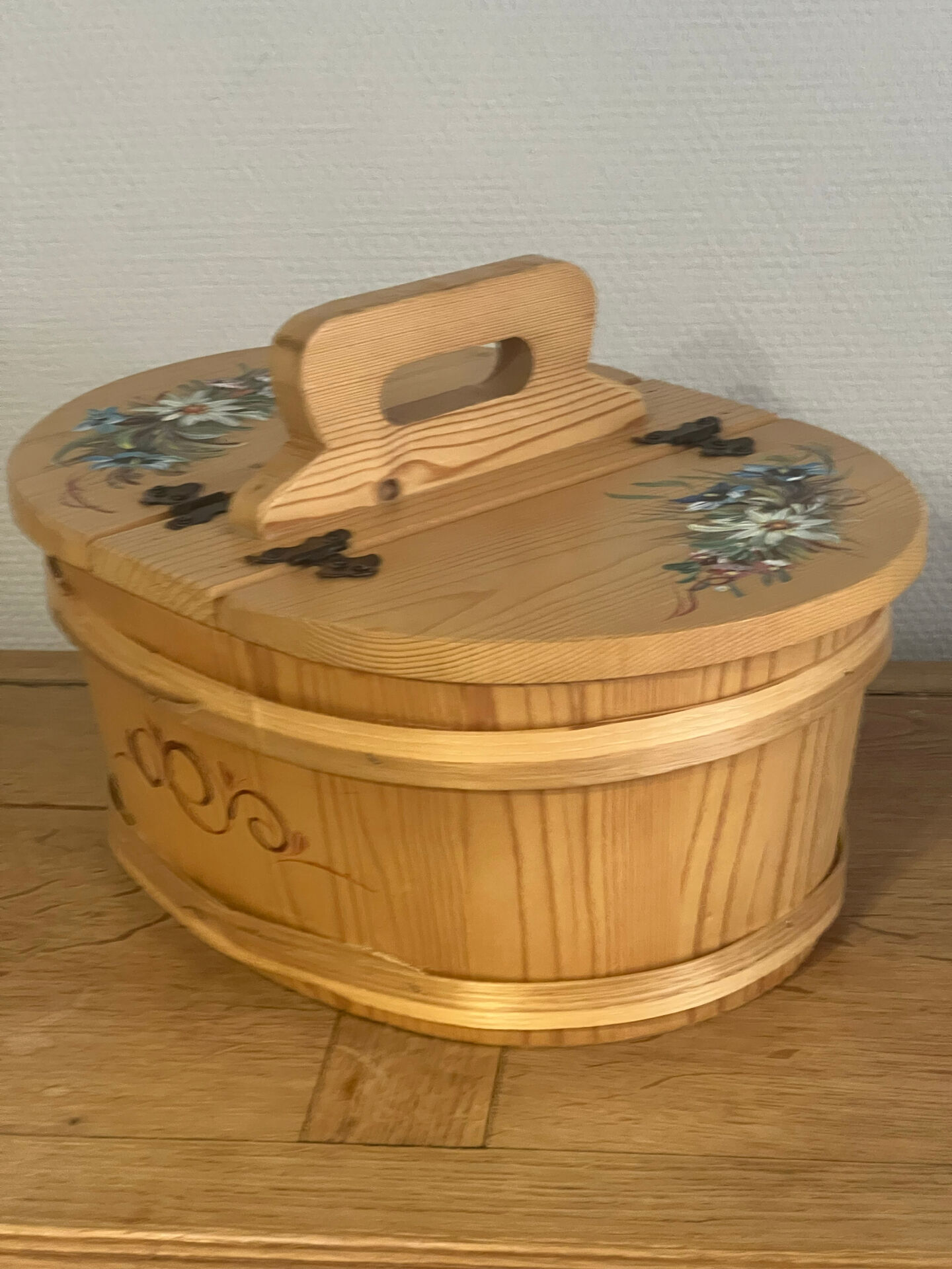 Basket handmade and painted.