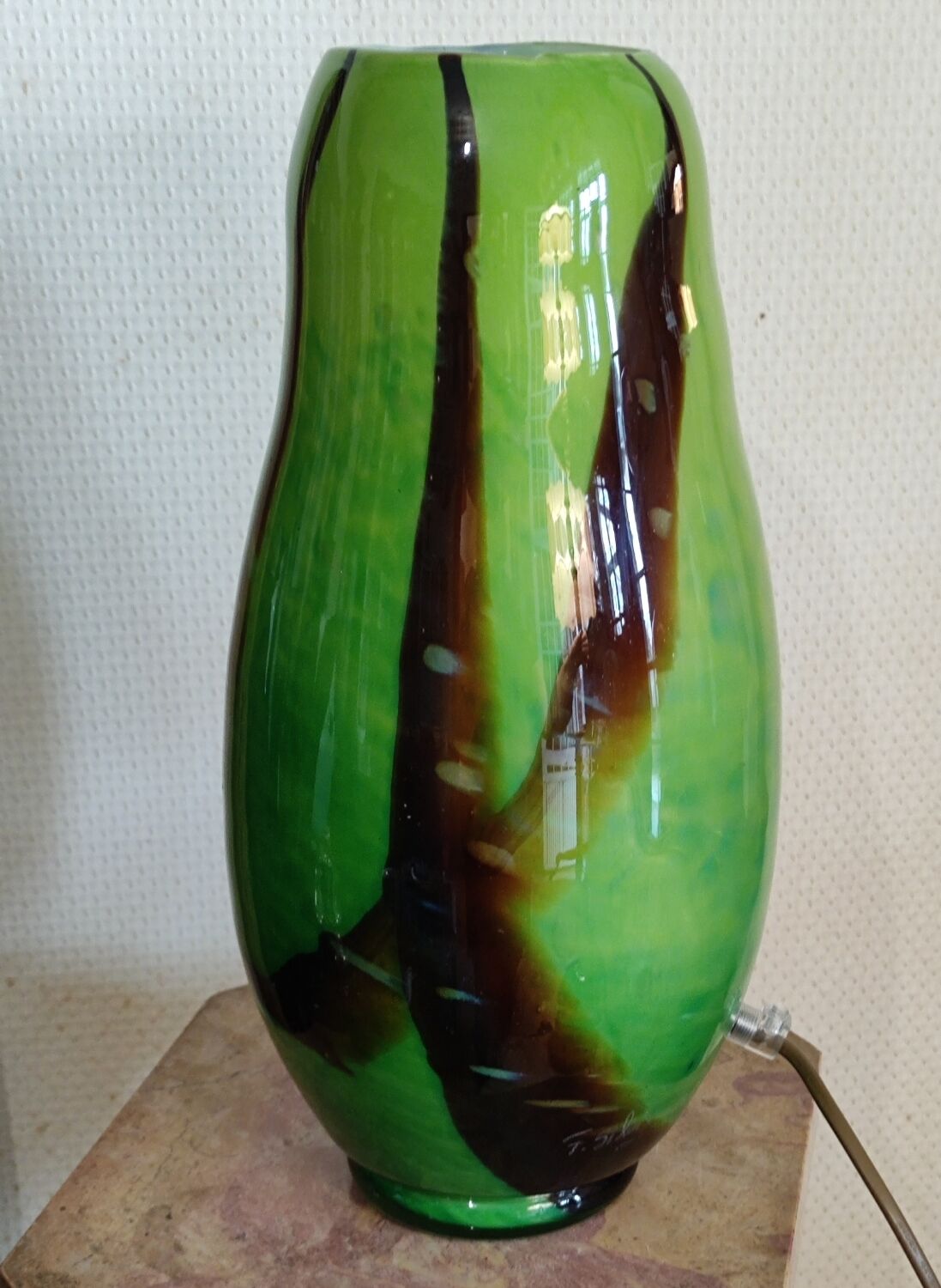 Old glass lamp Murano Italy signed F.Silviy