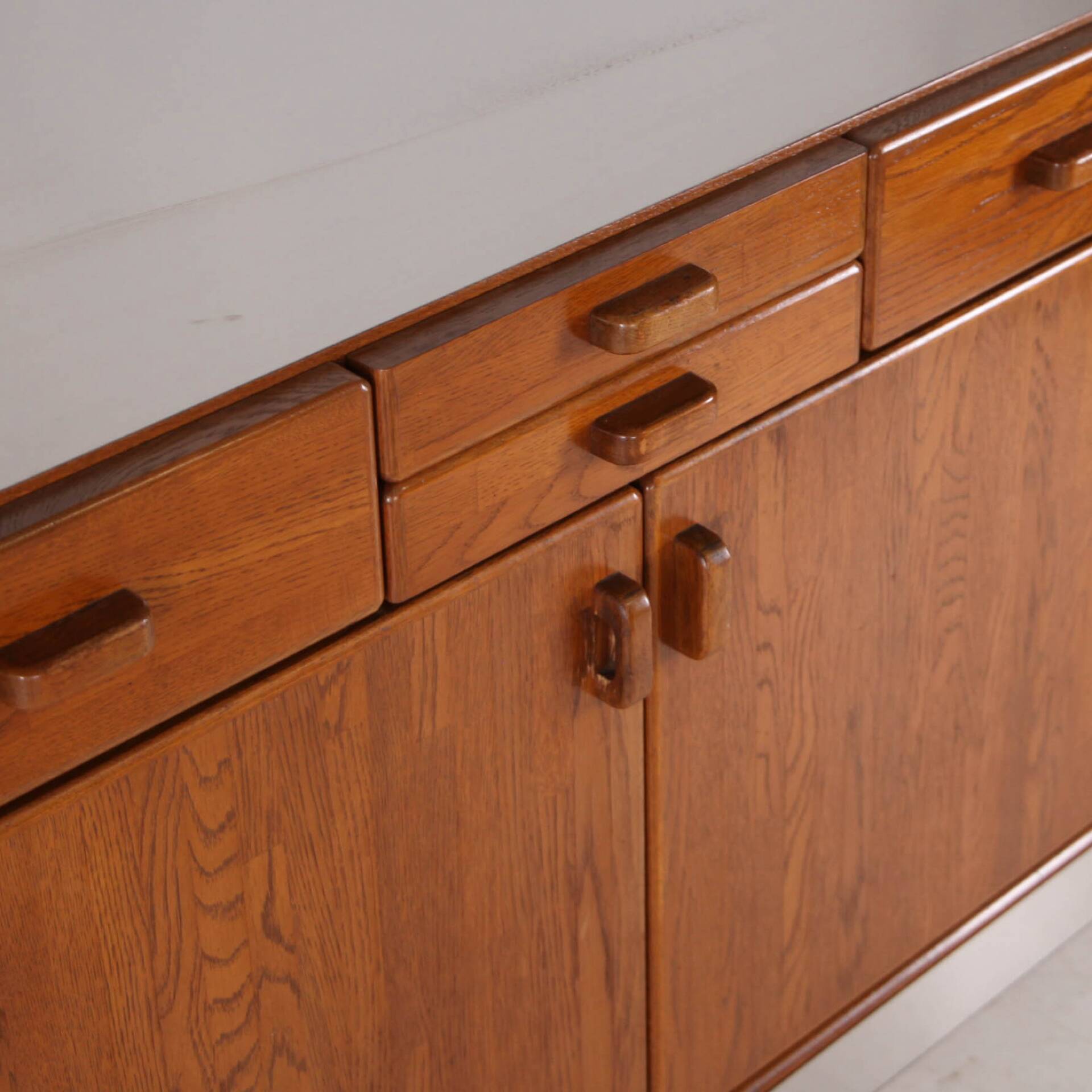 Oak and brushed metal sideboard