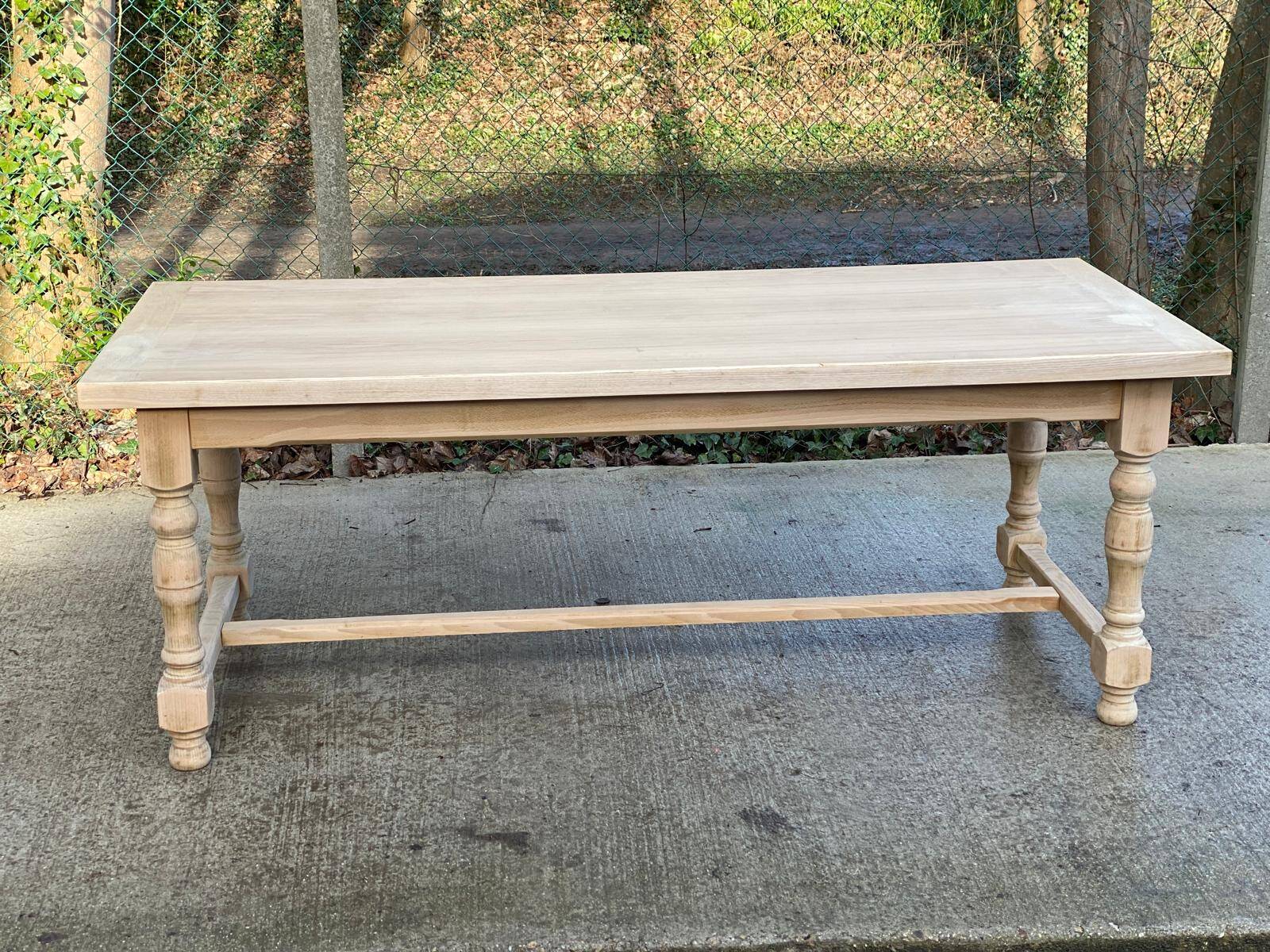Renovated extendable farmhouse table in raw oak 280cm