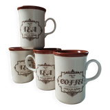 4 tasses / mugs thé beige & marron, de Churchill England