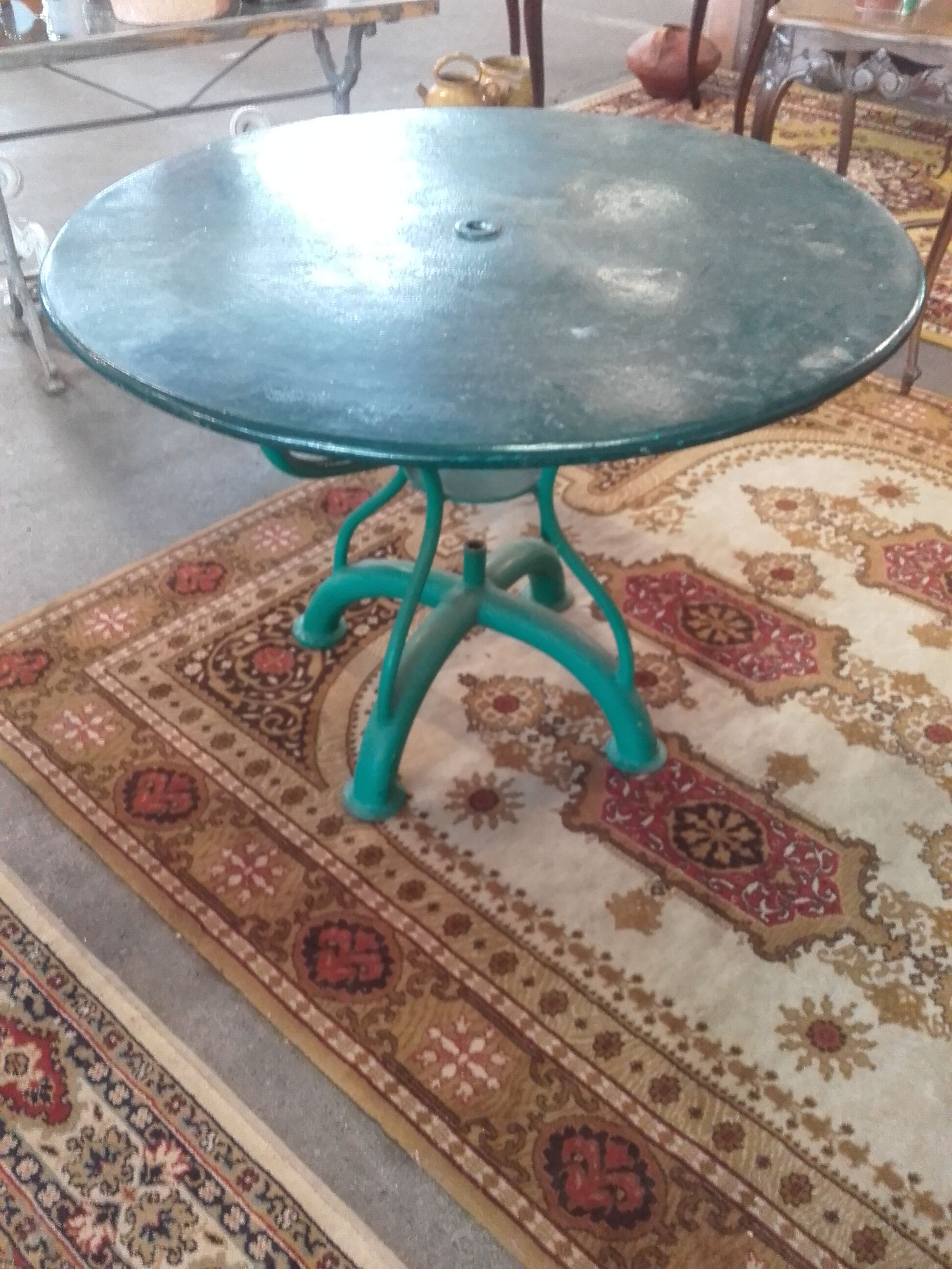Old garden table in 19th century forge iron.