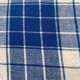 Round cotton tablecloth. Blue and white colors.
