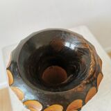 Vintage Hand Carved Wooden Vase: Grapevine Motif, 1970s Yugoslavia