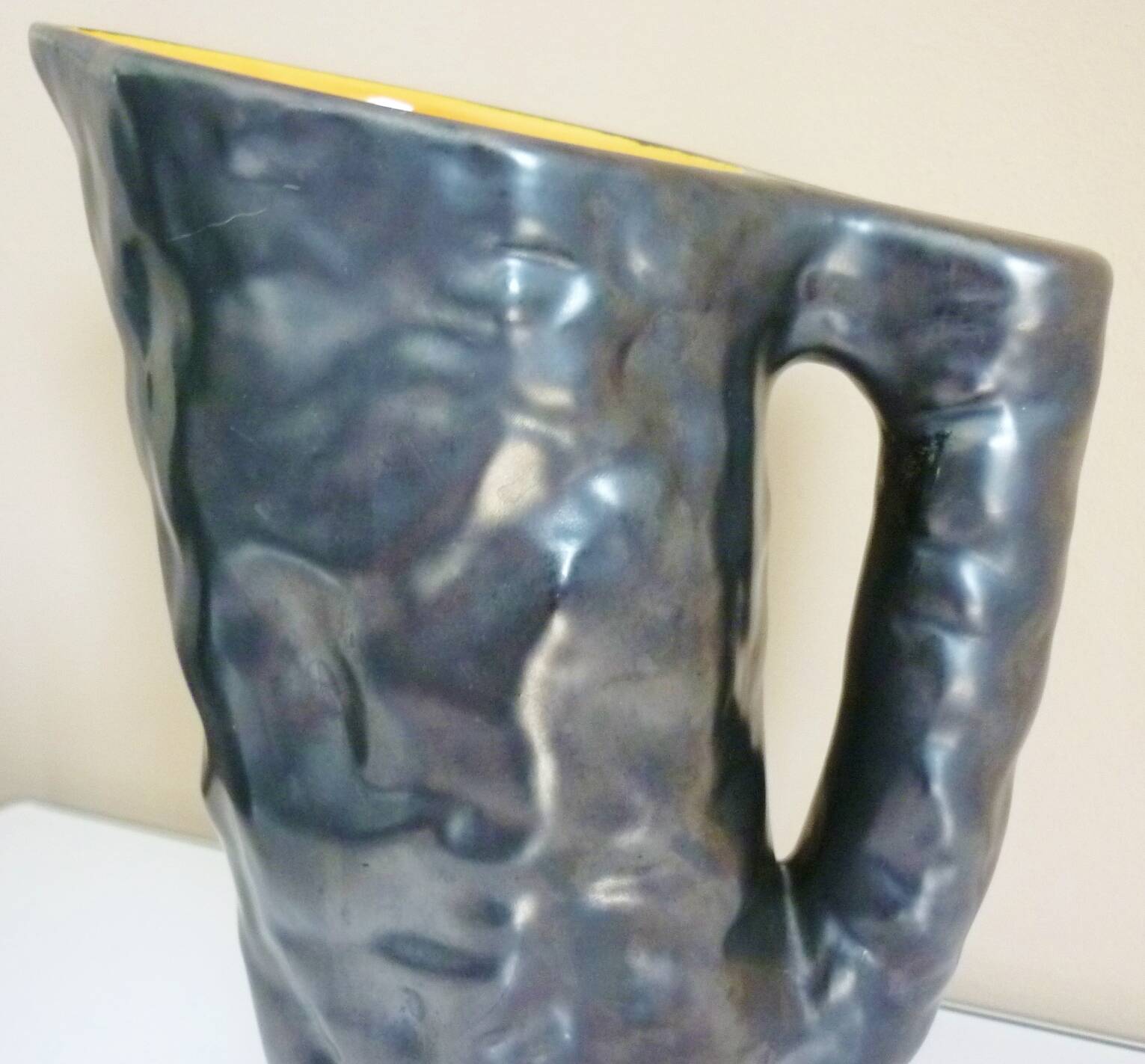 Glazed ceramic pitcher, design from the 50s/60s, signed "La Poterie Perigordine"