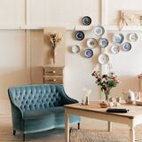 Blue velvet toad bench