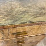 Tall chest of drawers, Art Deco weekly chest in flamed walnut, 1930-1940