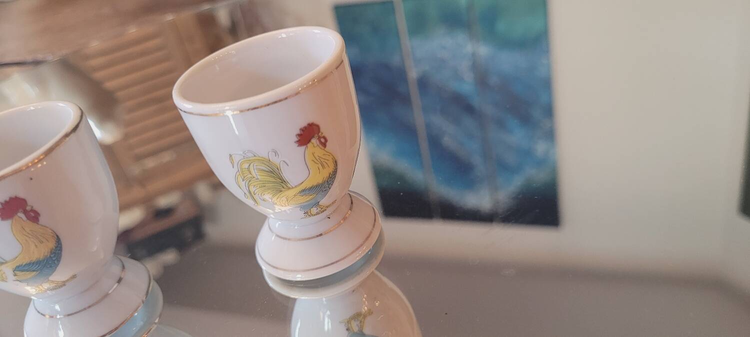 French rooster egg cups
