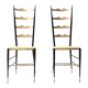 Pair of Vintage Brass and Metal Chiavarine Chairs with Yellow Fabric, Italy